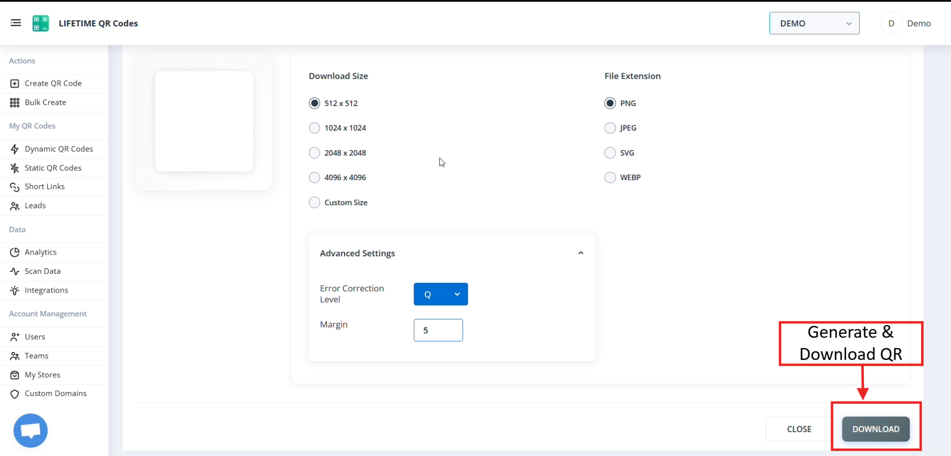 Step: Generate & Download QR